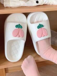 Tulip Style Slip-On Slippers For Women, Non-Slip Indoor Outdoor Sandals - White - View 5