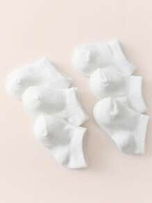 6 perechi de șosete albe moi și drăguțe, tăiate la gleznă, pentru bebeluși și copii