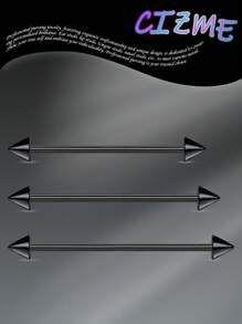 CIZME 3 件装 14G 工业耳环 男女款 不锈钢工业杠铃工业穿孔首饰 工业杆 32 毫米 35 毫米 38 毫米 1 1/2 英寸 银色 玫瑰金 黑色 - Industrial Earrings - 查看 5