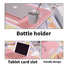 Folding Laptop Table Bed Tray Sofa Lap Portable Computer Desk Stand Breakfast ~ - Pink - View 5