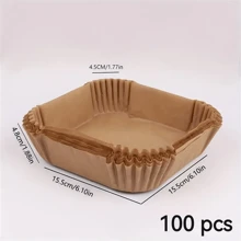 SOKANY 100 Lembar/50 Lembar Alas Penggorengan Udara - Kertas Panggang Anti Lengket Universal - Tanpa Lapisan, Tahan Panas, Cocok Untuk Penggunaan Rumah Tangga dan Komersial. - Coklat - View 10