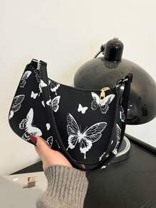 Women's Solid Color Minimalist Casual Shoulder Bag - Black - View 10