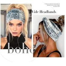 Women Fashion Cashew Flower Printed Hair Accessories Headband, Comfortable Anti-Slip Sports Hair Hoop Hair Wrap Elegant Hair Ornament - Multicolor - View 11