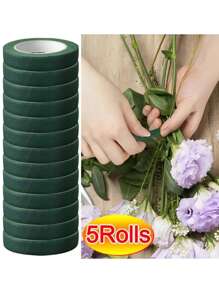 5/12 Rolls Green Floral Tape, Self-Adhesive Paper Stem Tapes For Artificial Flower Staminodes Wrapping, DIY Bouquets And Floral Craft