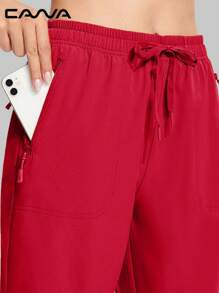 Cavva Women's Water-Resistant Shorts Quick-Dry 5-Inch Lightweight Breathable Elastic Waist Drawstring 3 Secure Zipper Pockets Pants Outdoor Hiking Daily Casual