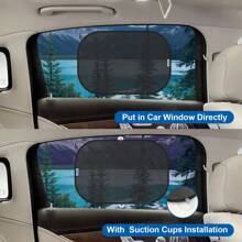 Pare-soleil pour vitres de voiture PEMOTech (lot de 2) - 53 x 35 cm - Protection solaire, anti-éblouissement et anti-UV - Protection solaire pour vitres latérales et sièges auto
