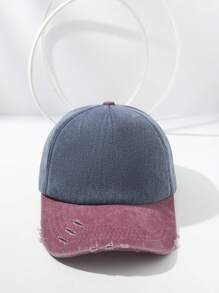 1pc Colorblock Vintage Distressed Unique Women Baseball Cap, Outdoor Sun Protection Outfit Accessory