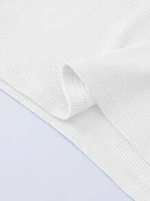 1pc Women Solid Color Ribbed Camisole With Chest Pads, Cropped Tank Top, Casual Undershirt, Workout