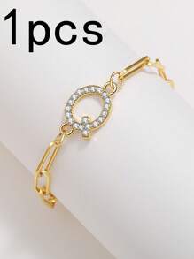 1pc New Gold 26-Letter Paper Clip Bracelet, Fashion Simple Rhinestone Bracelet, Material Alloy, Spring And Summer Fashion Bracelet - Letter Jewelry - View 22