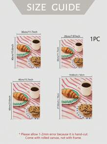1/6pcs Coffee Shop City Bakery Illustration Croissants And Cookies Art Poster Canvas Painting Wall Print Picture For Kitchen Home Decor,Frameless