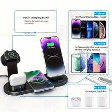 1pc 4-In-1 15W Wireless Charger Stand, Fast Charging Multi-Function Dock Compatible With Iphone/Apple Watch//, Suitable For Phone/Watch/Earpods