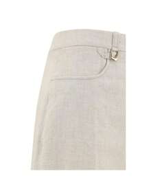Camille Wide-Leg Linen Trousers Women Beige Pants