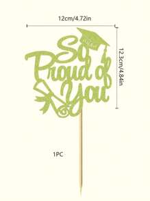 1pc "So Proud Of You" Graduation Cap, Diploma Certificate Paper Cake Topper, Graduation Theme Party Cake Decor Supplies - Multicolor - View 12