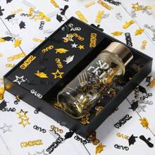 [1 Paquete] Confeti de fiesta de graduación- Diseño de birrete y diploma de graduación en negro y dorado, fondo decorativo y esparcir para fotografía de la fiesta - Multicolor - Ver 5