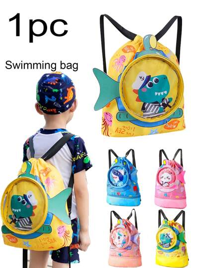 这款时尚卡通独角兽/鳄鱼/鲨鱼/兔子游泳包采用拉链封口设计，专为儿童干湿物品分类收纳而设计。它是一款时尚、便携、可爱的卡通背包，适合男孩和女孩，是郊游、户外活动和上学的理想之选。它是送给男孩女孩的完美礼物（图案位置随机）。