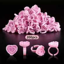 50/100/200/400/500个心形睫毛嫁接胶水环，睫毛胶水收纳盒，睫毛嫁接用品扇形托盘 - 彩色 - 查看 12