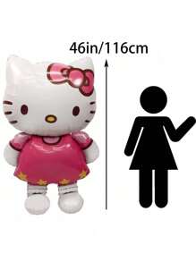 Sanrio 1 pezzo, 116cm Palloncino grande a forma di Kitty tridimensionale in lamina di alluminio per festa di compleanno, decorazioni per feste, forniture per feste a tema Hello Kitty