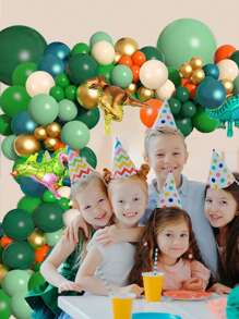 132pcs/Set Jungle Dinosaur Theme Balloons, Forest Party Decorations, Birthday Party Decors, Festival Decorations, Home Decors, Atmosphere Background, Indoor & Outdoor Decors, Back To School Valentine Day - Multicolor - View 5