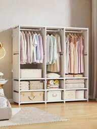 1pc Portable Wardrobe, Sturdy & Dustproof Clothes Storage Rack For Bedroom, Rental House, Dormitory