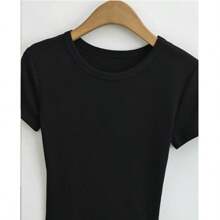 LA PRINCESA ,BODY DE DAMA ,TRAJE DE CUERPO DE MANGA CORTA CON CUELLO REDONDO ,TRANSPIRABLE ,ALGODON ELASTICO - Negro - Ver 2