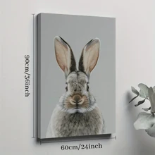 1pc Framed Canvas Poster, Bunny Animal Wildlife Wall Art Canvas Paintings, Ideal Gift For Bedroom Living Room Corridor, Wall Art, Room Decoration