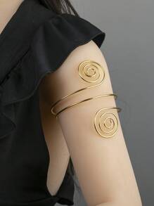 1pc Fashionable Women Silver Spiral Arm Band, Sexy Beach Bracelet