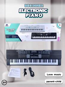 Durable 61-Key Kids Electronic Keyboard Piano With Microphone & USB – Portable Musical Instrument For Ages 3+ – Features Recording & Playback, Built-In Songs, Multiple Tones & Rhythms, Educational Learning Toy For Boys & Girls, Ideal Gift To Enhance Creativity & Coordination, Includes Music Stand & Power Adapter