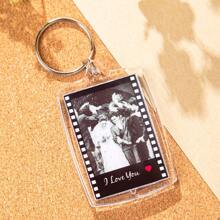 1 pièce Porte-clés personnalisé avec photo et texte, porte-clés acrylique personnalisé, porte-clés de couple personnalisé, porte-clés photo, cadeau pour la Saint-Valentin, anniversaire, anniversaire de couple