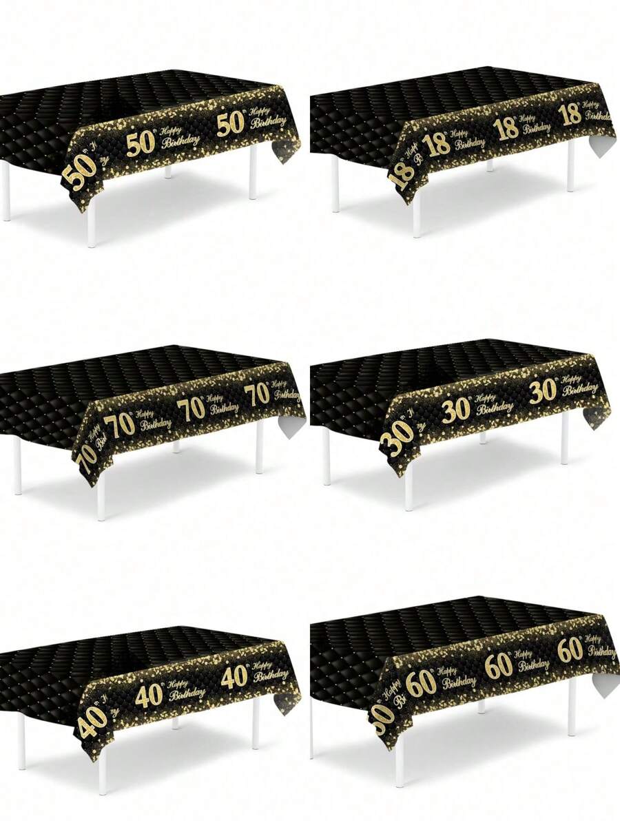 1 件黑金色生日桌布，220*130 厘米塑料桌布，30、40、60、70、18、50 岁生日派对装饰桌布，生日快乐装饰，生日派对用品，生日礼物，生日家居装饰，厨房装饰，餐桌装饰 - 黑金生日 - 查看 1