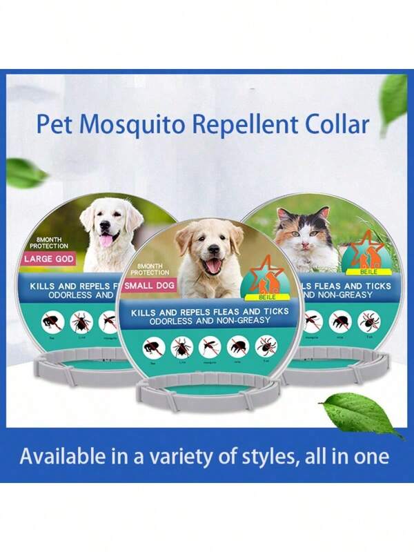 Set de 1/2/5 collares retractiles de 38/70 CM para perros y gatos, con protección contra parásitos, pulgas y garrapatas, diseño de seguridad de apertura rápida y confort para mascotas pequeñas y grandes.