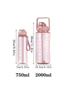 1pc New Plastic Water Bottle Summer Large Capacity Sports Fitness Kettle Summer Portable Water Cup - Multicolor - View 5