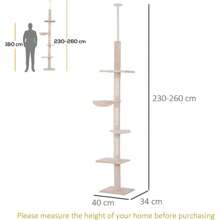 Floor To Ceiling Cat Tree For Indoor Cats 5-Tier Kitty Tower Beige - Beige - View 5