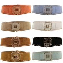 1pc Rivet Cinch Women's Wide Elastic Waist Belts Fashion Stretchy Thick Belts Waistband For Women Dresses Lady Retro Belts Girdle Underbust Corset Western Accessories Rodeo Belts For Women Cowgirls Vintage Belts Autumn Winter Christmas Gifts Belt For Women's Dresses