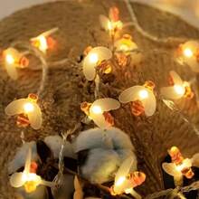 1pack 10/20/30/40 LED Little Bee String Lights Fairy Atmosphere Indoor Wall Decorative Lamp Battery Powered Suitable For Home Garden Living Room Bedroom Wedding Birthday Holiday Party Tree Decoration(Warm White)