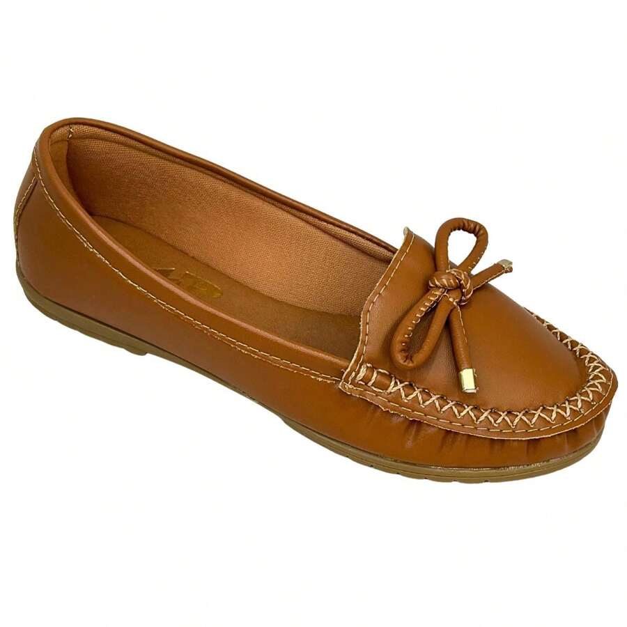 FOOT FASHION Women's Hand-Sewn Moccasin Slippers Fashion Soft Napa Foot - Camel - Ver 1
