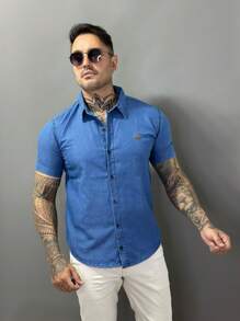 SHORT SLEEVE JEANS SHIRT - 淺色水洗藍 - 查看 2