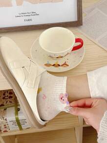 5双装女士袜子可爱卡通袜子春秋低帮船袜适合日常穿着 - 彩色 - 查看 3