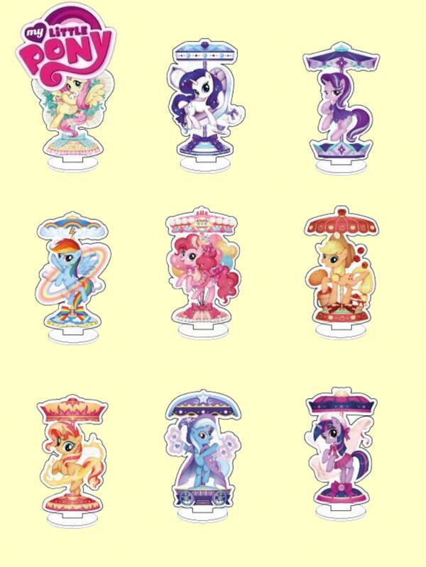 MY LITTLE PONY 1 pieza de 12 cm Decoración de escritorio de Poni Pequeño Acrilico Carrusel 3D de Twilight Sparkle, Rainbow Dash o Pinkie Pie, lindo y soñador ornamento de mesa para esquina de la habitación