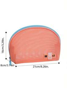 1pc Hand Semi Circle Cosmetic Bag Light Bag Mesh Travel Storage Organizer Beach Quick Dry Toiletries Box, Hand Semi Round Cosmetic Bag Dumpling Cosmetic Bag Mesh Travel Storage Bag Beach Quick Dry Toiletries Bag, New Hand Wash Bag Mesh Bag Medium Bag Portable Travel Storage Bag Beach Lipstick Cosmetic Bag - Multicolor - View 3