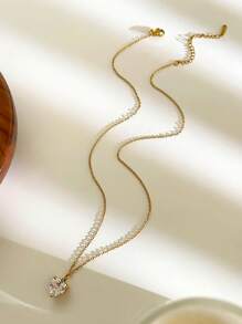 Monlansher Nuova collana con ciondolo a croce in acciaio inossidabile per donna, realizzata a mano con zirconia cubica, design alla moda e versatile per uso quotidiano