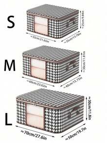 1pc Clothes Storage Bag, Large Capacity Transparent Window, Houndstooth Check Visible Window, Non-Woven Wardrobe Storage Bag, Dustproof And Foldable Storage Bag For Quilt And Clothing, Essential Storage Bag For Home And Dormitory