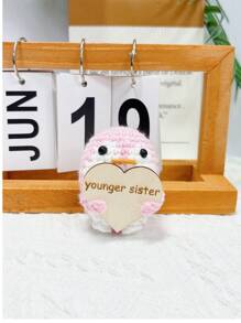 1pc Laser Engraved Personalized Creative Crochet Figurine, Penguin Shaped Wood Plaque With Custom Text, Unique Gift For Christmas, Valentine's Day - Multicolor - View 15