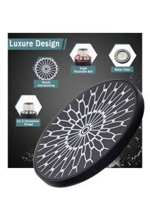 2件套双花洒套装，手持+顶喷花洒套装，3档喷水，升级家居淋浴体验，享受奢华SPA般的沐浴 - 黑色 - 查看 10