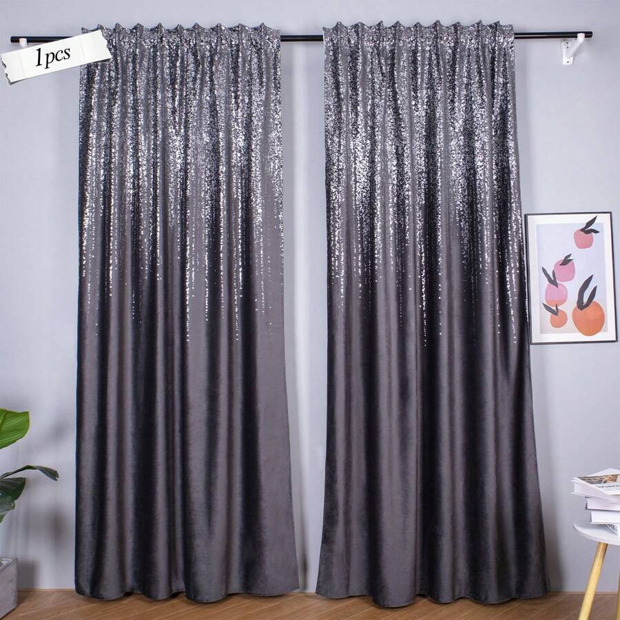 Modern Luxury Velvet Light-Filtering Curtains With Gold And Silver Foil Print, 1 Panel, 140x250 Cm, Semi-Opaque, Heat-Insulating, Noise-Reducing, Privacy-Protecting, For Living Room, Bedroom And Dining Room