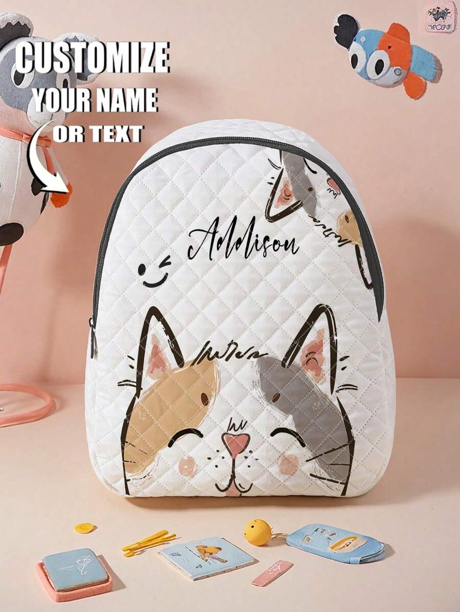 1 chiếc Ba lô trẻ em/thanh thiếu niên được thiết kế riêng với họa tiết Argyle hình gấu và hươu cao cổ, thích hợp để tùy chỉnh theo thiết kế độc đáo của bạn, món quà tuyệt vời để in tên của riêng bạn hoặc tên bạn bè/anh chị em Ý tưởng quà tặng mùa đông cho bé trai bé gái ngày lễ tình nhân - Nhiều màu - Xem 1