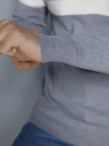 Men's Knitted Sweater Round Neck Autumn Winter Cold Weather Top - 淺灰色 - 查看 7