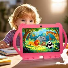 Tablet per bambini, tablet da 7 pollici con 16GB di memoria, 1GB di RAM, Wi-Fi 2.4G, schermo con protezione per gli occhi, controllo parentale, app ed giochi educativi, fotocamera doppia, custodia antiurto, per interazione divertente, crescita culturale, regalo per bambini, regalo per feste, compleanni, Capodanno, festa del bambino