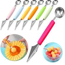 1 件套瓜勺套装不锈钢双头切肉刀西瓜哈密瓜勺用于切割和挖取水果瓜 - 彩色 - 查看 2