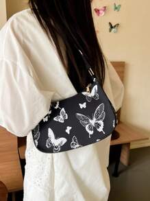 Women's Solid Color Minimalist Casual Shoulder Bag - Black - View 2