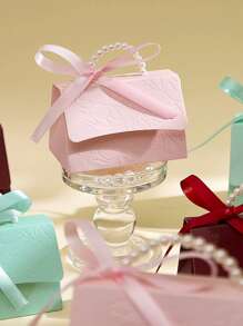 10pcs Faux Pearl Decorated Gift Bags, Simple Party Packaging Bags, Pearl Handle Decorated Paper Gift Boxes, Exquisite Pink Gift Packaging Boxes, Embossed Floral Boxes, Wedding Candy Bag Paper Boxes, Mini Packaging Bags, Suitable For Wedding Gift Decoration, Mother's Day Gift Packaging, Bridal Shower Gift Packaging - Multicolor - View 9